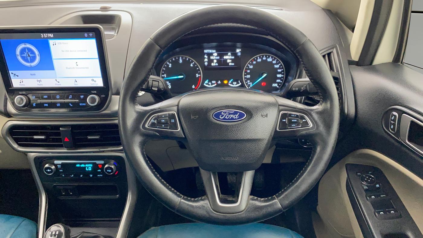 2020 Ford Ecosport TITANIUM 1.5L DIESEL, Diesel, Manual, 1,07,784 km, Steering Wheel Close Up
