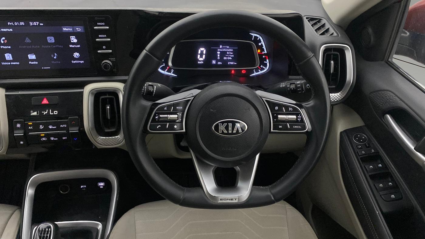 2020 KIA SONET HTX 1.0 IMT, Petrol, Manual, 27,576 km, Steering Wheel Close Up