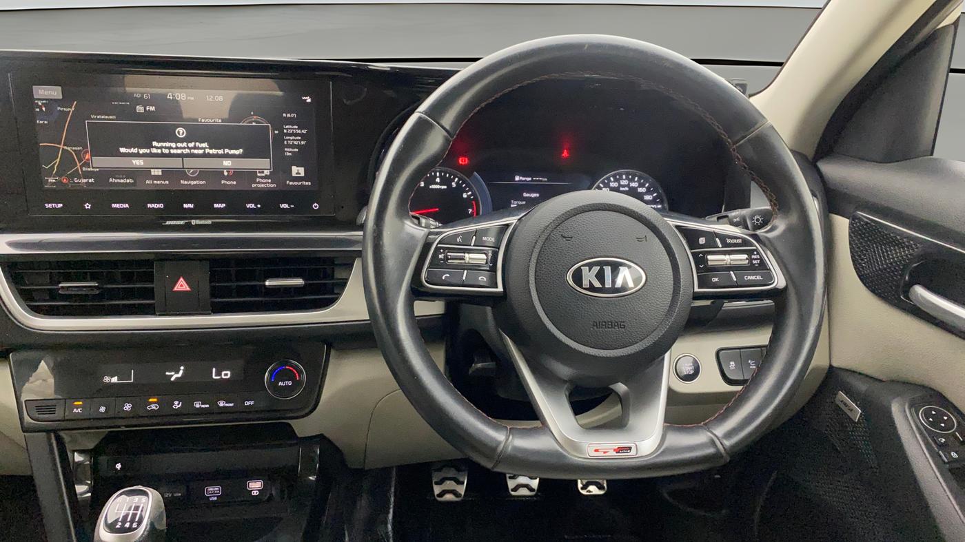 2020 KIA SELTOS GTX PLUS 1.4 PETROL, Petrol, Manual, 1,11,394 km, Steering Wheel Close Up
