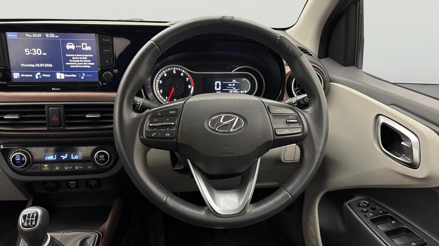 2022 Hyundai AURA SX 1.2 (O), Petrol, Manual, 46,489 km, Steering Wheel Close Up