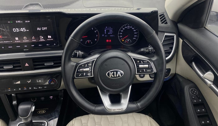 2020 KIA SELTOS HTX IVT 1.5 PETROL, Petrol, Automatic, 1,05,627 km, Steering Wheel Close Up