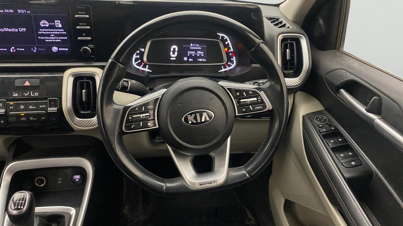 2020 KIA SONET HTX 1.0 IMT, Petrol, Manual, 1,18,575 km, Steering Wheel Close Up