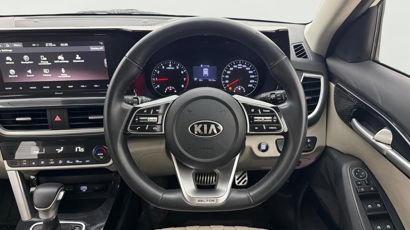 2020 KIA SELTOS HTX IVT 1.5 PETROL, CNG, Automatic, 70,115 km, Steering Wheel Close Up