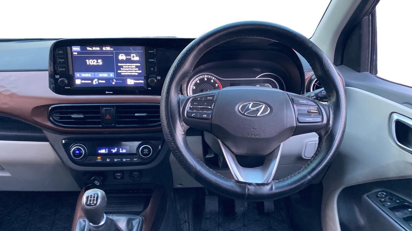 2021 Hyundai AURA SX 1.2 (O), Petrol, Manual, 85,380 km, Steering Wheel Close Up