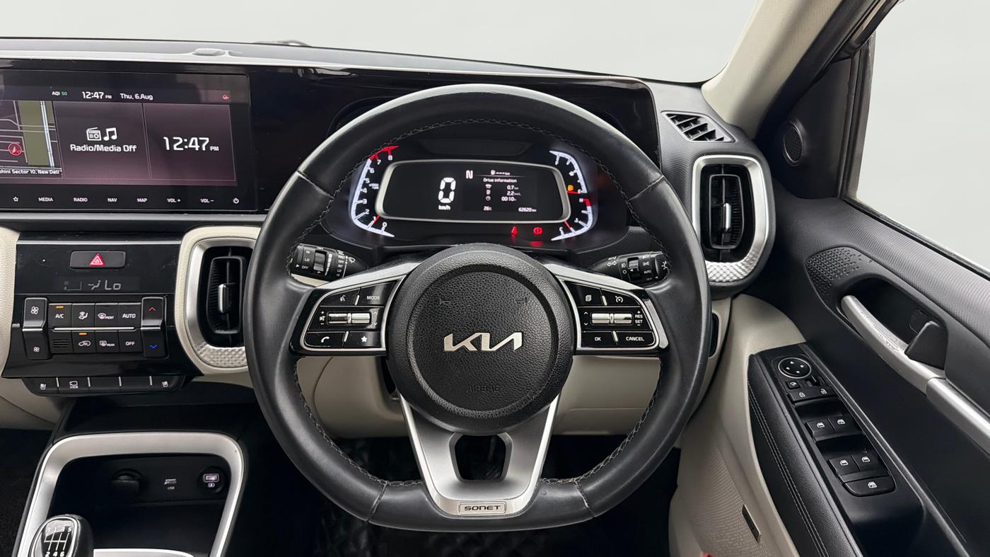 2022 KIA SONET HTX PLUS 1.0 IMT, Petrol, Manual, 62,620 km, Steering Wheel Close Up