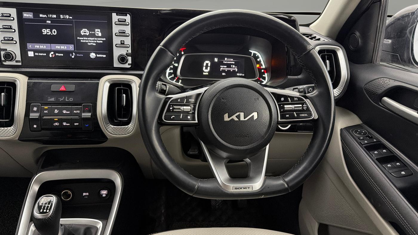 2022 KIA SONET HTX ANNIVERSARY EDITION 1.0 IMT, Petrol, Manual, 75,110 km, Steering Wheel Close Up