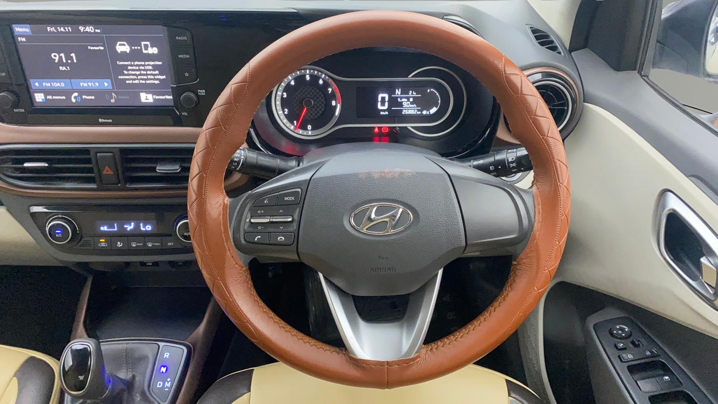 2021 Hyundai AURA SX PLUS 1.2 AMT, Petrol, Automatic, 26,914 km, Steering Wheel Close Up