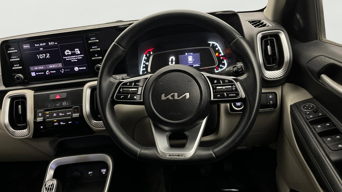 2021 KIA SONET HTX 1.0 IMT, Petrol, Manual, 26,947 km, Steering Wheel Close Up