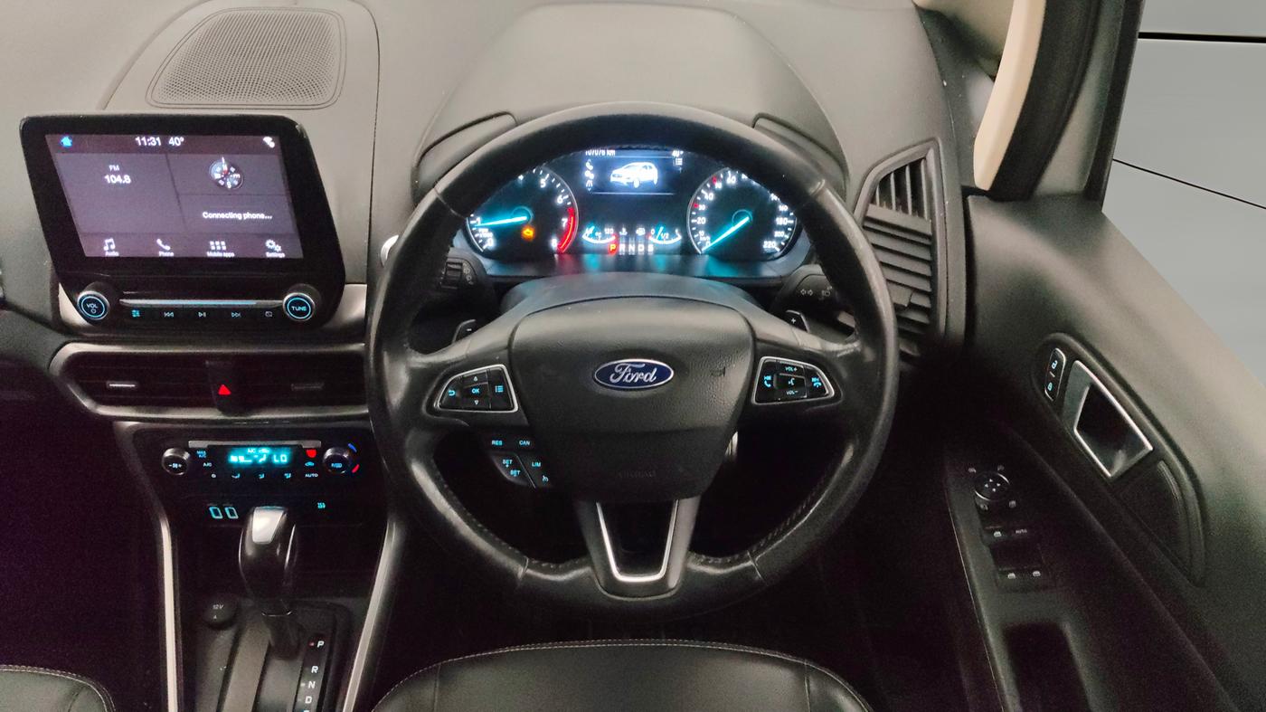 2019 Ford Ecosport TITANIUM + 1.5L PETROL AT, CNG, Automatic, 1,07,110 km, Steering Wheel Close Up
