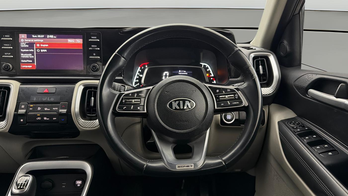 2021 KIA SONET HTX 1.0 IMT, Petrol, Manual, 32,077 km, Steering Wheel Close Up