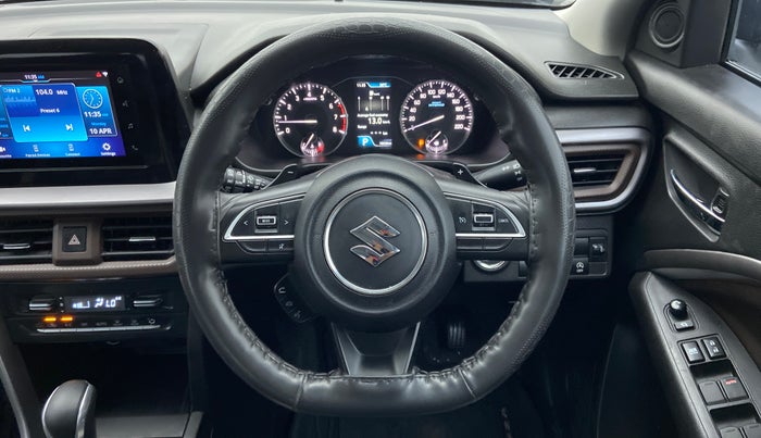 2022 Maruti BREZZA ZXI + AT SMART HYBRID DUAL TONE, Petrol, Automatic, 16,626 km, Steering Wheel Close Up
