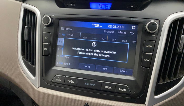 2018 Hyundai Creta SX 1.6 PETROL, Petrol, Manual, 1,06,506 km, Infotainment system - GPS Card not working/missing