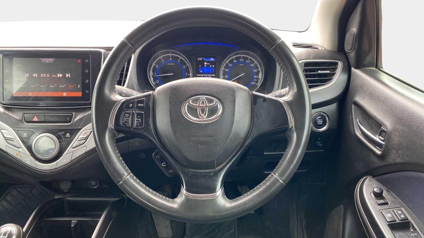 2019 Toyota Glanza V, Petrol, Manual, 46,283 km, Steering Wheel Close Up