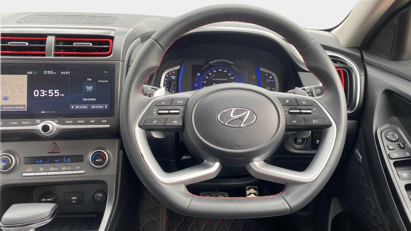2021 Hyundai Creta SX (O) 1.4 TURBO DCT DUAL TONE, Petrol, Automatic, 21,027 km, Steering Wheel Close Up