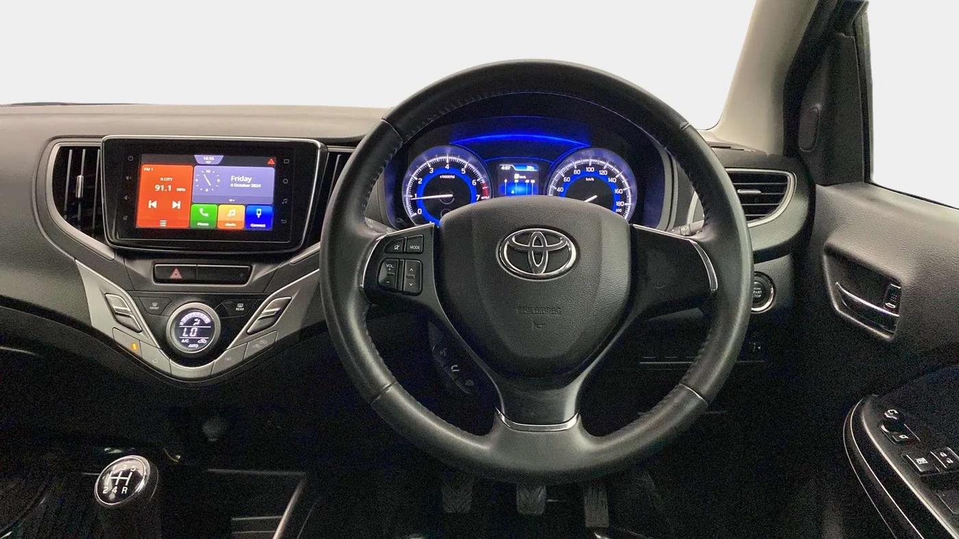 2019 Toyota Glanza V, Petrol, Manual, 27,538 km, Steering Wheel Close Up