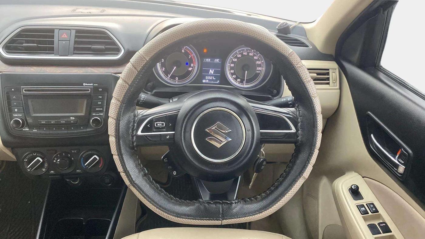 2019 Maruti Dzire VXI AMT, Petrol, Automatic, 55,580 km, Steering Wheel Close Up
