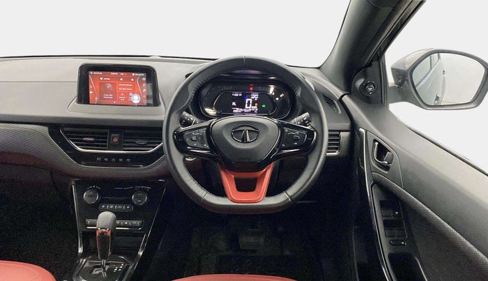 2023 Tata NEXON XZA PLUS LUX SUNROOF RED DARK PETROL, Petrol, Automatic, 23,336 km, Steering Wheel Close Up