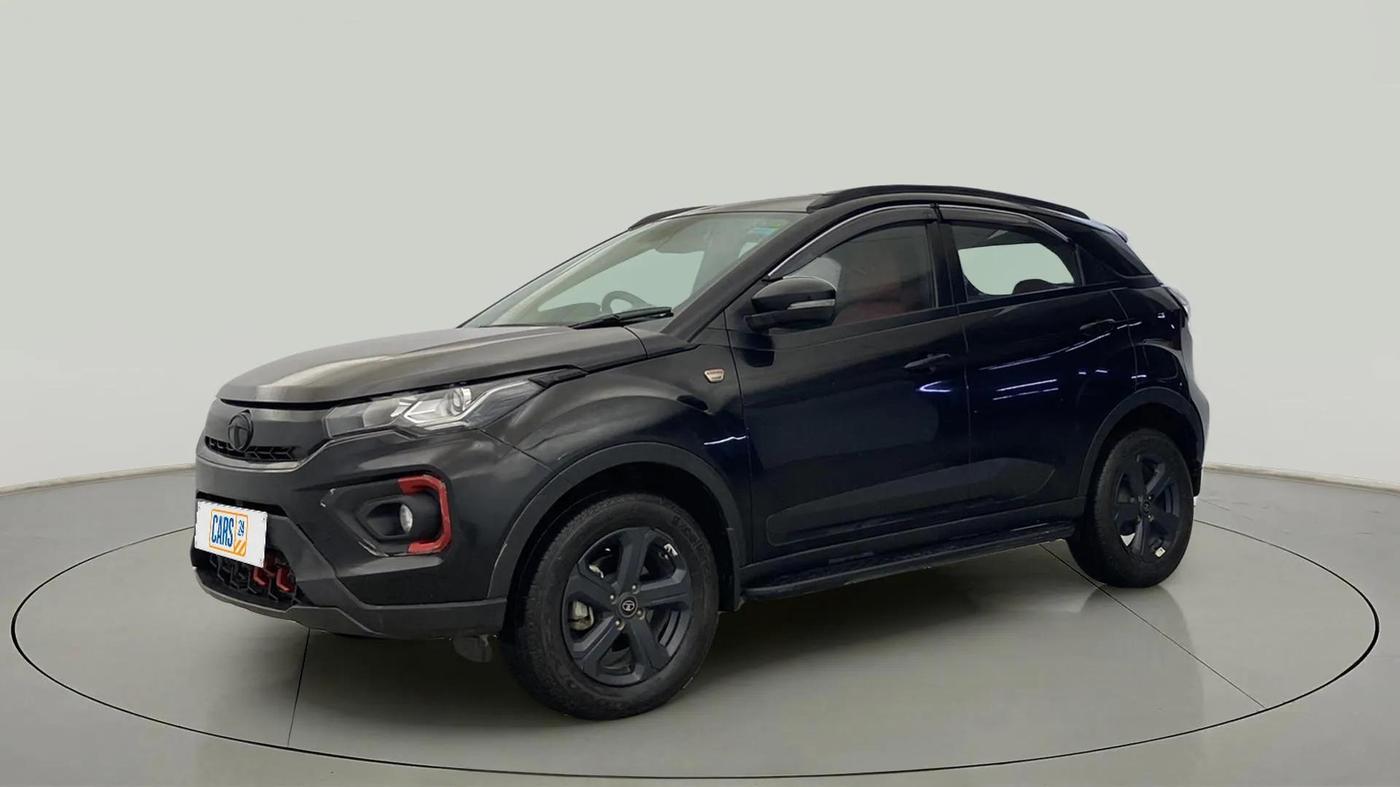 2023 Tata NEXON XZA PLUS LUX SUNROOF RED DARK PETROL, Petrol, Automatic, 23,573 km, Left Front Diagonal