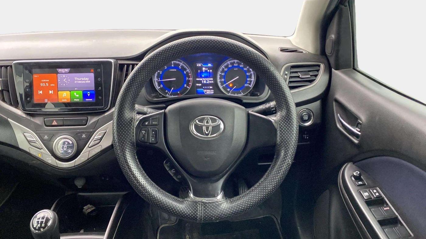 2019 Toyota Glanza V, Petrol, Manual, 40,399 km, Steering Wheel Close Up