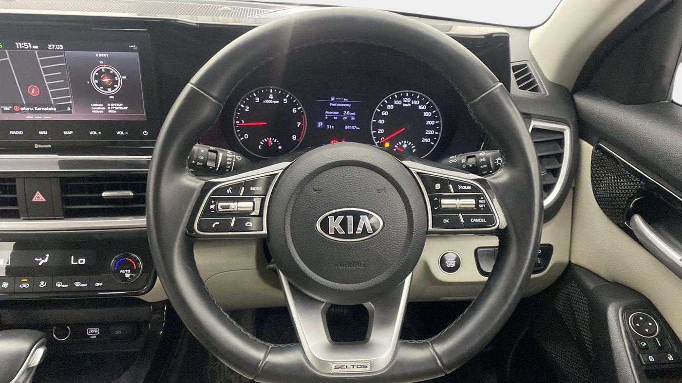 2019 KIA SELTOS HTX IVT 1.5 PETROL, Petrol, Automatic, 34,139 km, Steering Wheel Close Up