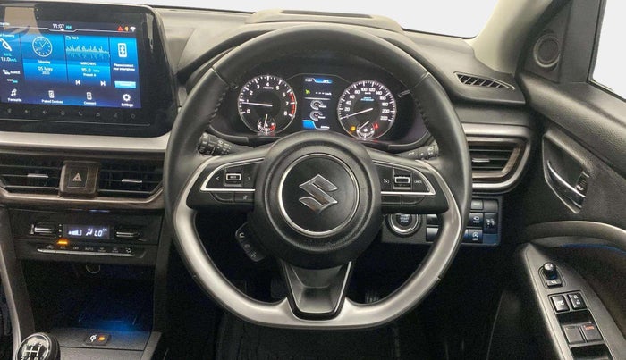 2023 Maruti BREZZA ZXI + SMART HYBRID DUAL TONE, Petrol, Manual, 8,434 km, Steering Wheel Close Up