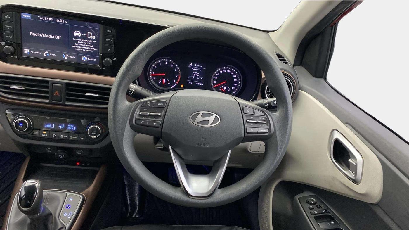 2023 Hyundai AURA SX PLUS 1.2 AMT, Petrol, Automatic, 37,642 km, Steering Wheel Close Up