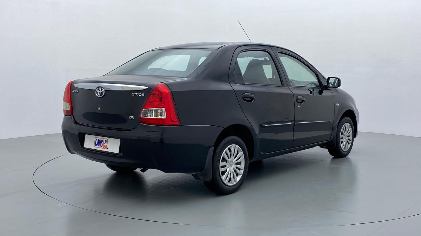 2011 Toyota Etios G, Petrol, Manual, 58,462 km, Right Back Diagonal (45- Degree) View
