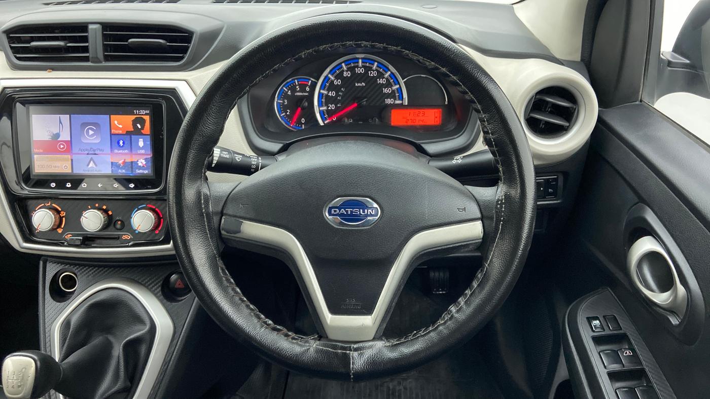 2018 Datsun Go Plus T, Petrol, Manual, 27,215 km, Steering Wheel Close Up