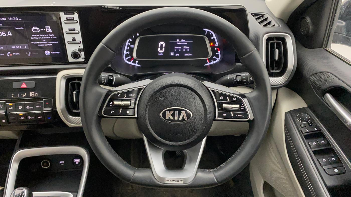 2020 KIA SONET HTX 1.0 IMT, Petrol, Manual, 24,023 km, Steering Wheel Close Up
