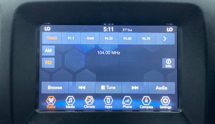 2019 Jeep Compass LONGITUDE (O) 1.4 PETROL AT, Petrol, Automatic, 47,095 km, Infotainment System
