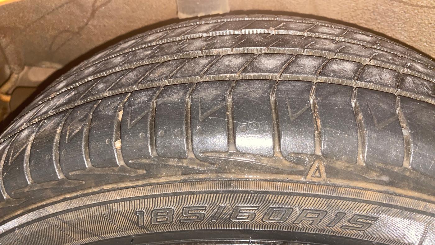 2017 Nissan Micra XV CVT, Petrol, Automatic, 1,09,574 km, Right Rear Tyre Tread