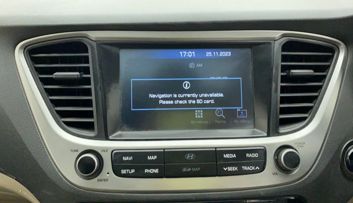 2017 Hyundai Verna 1.6 VTVT SX (O) AT, Petrol, Automatic, 71,002 km, Infotainment system - GPS Card not working/missing
