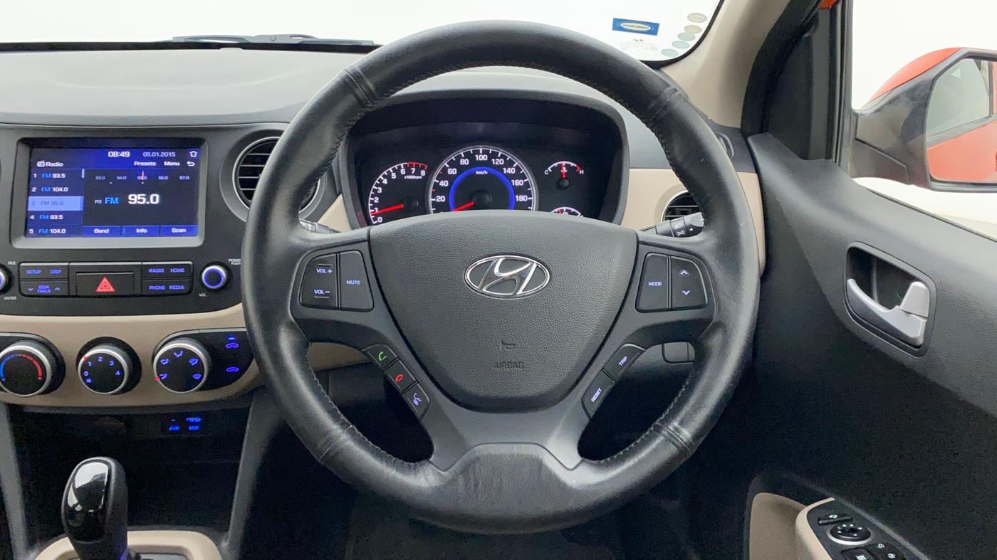2017 Hyundai Grand i10 SPORTZ (O) AT 1.2 KAPPA VTVT, Petrol, Automatic, 15,256 km, Steering Wheel Close Up